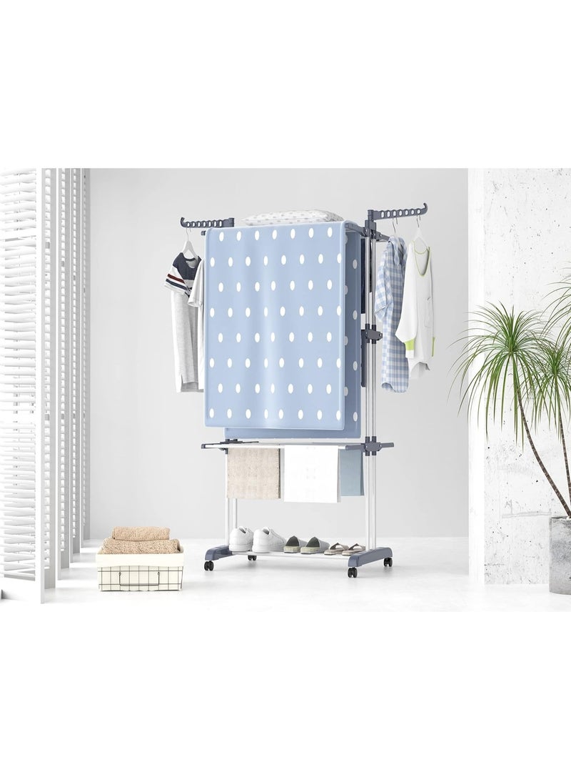 ZAICA Airer Clothes Drying Rack,4-Tier Foldable Clothes Hanger Adjustable Large Stainless Steel Garment Laundry Racks for Indoor Outdoor,Grey - Image 4